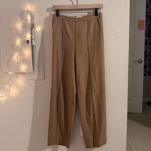 Vince Italian Flannel Mid-Rise Easy Pull-On Pants – XS – Camel Brown